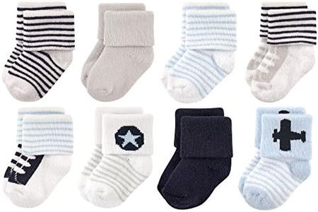 Luvable Friends Unisex Baby Newborn and Baby Terry Socks, Airplane 8-pack, 6-12 Months