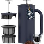 ESPRO - P7 French Press - Double Walled Stainless Steel Insulated Coffee and Tea Maker with Micro-Filter - Keep Drinks Hotter for Longer, Perfect for Home (Aegean Blue, 18 Oz)