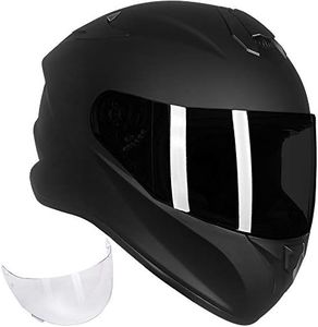 ILM Full Face Motorcycle Street Bike Helmet with Enlarged Air Vents, Free Replacement Visor for Men Women DOT Approved Model-ST-06 (Matte Black, Medium)