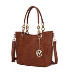 MKF Collection Shoulder Bag for Women, PU Leather Pocketbook Top-Handle Crossbody Purse Tote Satchel Handbag, Rylee Camel, Large