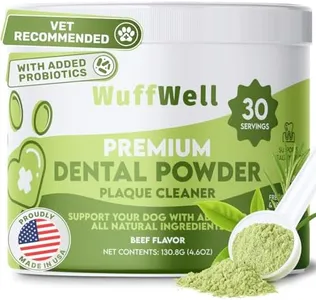 WuffWell Dog Teeth Cleaning Powder - Natural Dental Care for Dogs with Probiotic Blend - Removes Plaque & Tartar - Freshens Breath - Easy to Use - Supports Oral Health - Ideal Dog Dental Powder