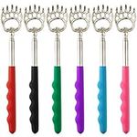 FEPITO 6 Pack Extendable Telescopic Back Scratcher, Stainless Steel Back Scratcher Massager Tool with Soft Rubber Grip for Body Massage