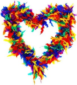 BOA DE PLUMAS ARCO IRIS - BOA DE PLUMAS DE 6FT DE LARGO DE COLOR ARCOIRIS PARA ACCESORIOS DE DISFRAZ PRIDE