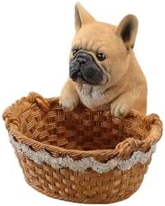 elesculor Frenchie Storage Basket, Small Resin Tray for Desk, Cute French Bulldog Face Holder for Keys, Jewelry, Remote – 6.69in, 1.4 LBS