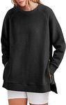 ANRABESS Womens Oversized Sweatshirt Crewneck Long Sleeve Tunic Pollover Shirt Side Zipper Hoodie Sweater 2024 Winter Clothes Black XX-Large