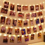 HXWEIYE 120LEDs Photo Clips String Light, Warm White 40Ft Fairy Light with 52 Clear Clips & 12 Hooks on Wall, Timer & 8 Modes USB Powered Copper Wire String Light for Hanging Picture, Bedroom Party