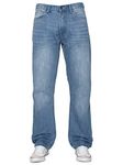 Ze ENZO Mens Classic Straight Leg Regular Fit Indigo Wash & Mid Stone Wash Denim Jeans (34W x 32L, Light Stone Wash)