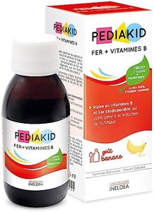 PEDIAKID - Sirop Fer + Vitamines B - Complément Alimentaire Naturel - Formule Exclusive au Sirop d'Agave - Optimise les Apports en Fer - Contribue à Réduire la Fatigue - Goût Banane - Flacon 125 ml