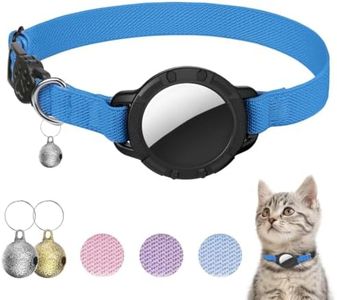 AirTag Cat Collars, Stretchy Collar with Apple AirTag Holder and Bell, Breakaway Ultra Design Elastic GPS Tracking Collars for Cats and Puppies, (7.5-12.5 Inch), Sapphire Blue