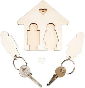 LAC Porte Clef Couple en Bois - Cadeau Couple Noel - Idee Cadeau Cremaillere Maison - Porte Clé Femme Cadeaux Couple Anniversaire