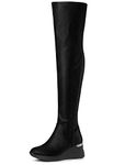 Allegra K Women's Over The Knee Wedge Heel Platform Black Boots - 8 M US