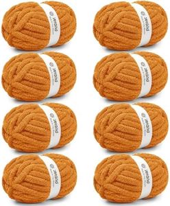 Inhand Orange YellowChunky Chenille Yarn for Hand Knitting,Thick Bulky Fall Decor Blanket Yarn for Crocheting,Soft Fluffy Yarn for Autumn Crochet Gifts for Women/Beginners,8 Pack (29.5Yds/8.4oz Each)
