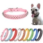 Spiked Dog Collar Soft Pu Leather Mushrooms Rivet Spike Studded Puppy Adjustable Cat Collars Pink L