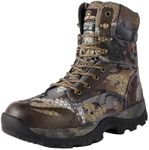 R RUNFUN Men's Hunting Boots Waterproof Hiking Boots Insulated Work Boot, 8" Lightweight Breathable Outdoor Shoes, 400g Insulation, Grey, 9.5