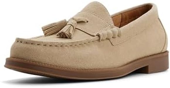 G.H. Bass & Co. Men's Carver Leather Tassel Loafer, Sand Suede, 7.5