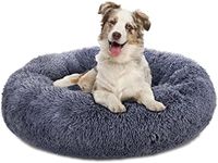 Plush Calming Dog Bed, Donut Dog Bed for Small Medium Large Dogs, Anti Anxiety Round Dog Bed, Soft Fuzzy Calming Bed for Dogs & Cats, Comfy Cat Bed, Marshmallow Cuddler Nest Calming Pet Bed