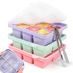 Ice Cube Tray with Lid, 3 Packs 18 Cubes, Silicone Large Ice Cube Molds BPA Free, Flexible Stackable and Easy-Release Trays for Drinks&Baby Food, Souper, Freezer, Cocktail0