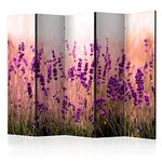 murando Decorative Room Divider Nature Lavender 225x172 cm / 89"x68" Single-Sided Folding Screen 5 Panels Room Partition Non-Woven Canvas Print Opaque Photo Display b-B-0111-z-c