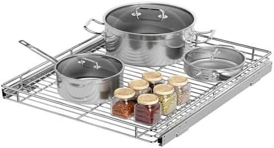ZOINLIY Pull Out Cabinet Organizer, Versatile Slide Out Kitchen Organizers and Storage,Heavy Duty Drawer Cupboard Storage Basket, Smooth Sliding, Chrome Finish (26.8 * 21inch)