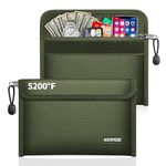 Noiposi 2-Pack Fireproof Bags (21,5x14 cm, 5200℉), 8-Layer Thermal Insulation Fireproof Cash Bag with Card Slot, Fire Proof Money Bag for Cash, Receipts, Bills, Passport(Green)