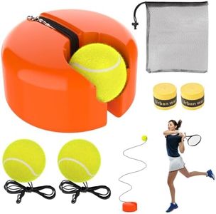 Upgraded Telescopic Tennis Trainer Rebounder Set, Solo Training Practice Equipment with 3 String Balls, Portable Tennis Trainer Rebound Ball Kit for Beginners Adults Kids - Orange