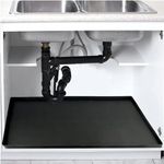 CATECASE Under Sink Mat, 36'' x 22'' Under Sink Mats for Kitchen, Waterproof Silicone Under Sink Liner Drip Tray, Sink Cabinet Protector Mats for Kitchen (Black)