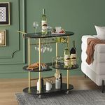 PAUKIN Black Bar Carts with 4-Tier 