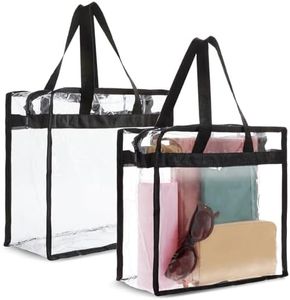 Juvale 2 Pack Clear Stadium Approved Bags - 12x6x12 Large Transparent Tote Bags with Zippers and Handles for Concerts, Sporting Events, Music Festivals, Work, School, Gym