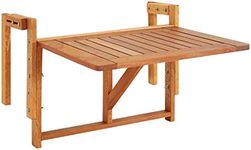 Sunnydaze Meranti Folding Balcony Patio Railing Table for 4-Inch to 8.75-Inch Railings