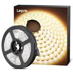 Lepro 5M Warm White LED Strip Without 12V Power Plug, 2300lm 3000K LED Tape, 300 2835 LEDs, Stick on LED Lights for Bedroom, Kitchen Cabinet, Under Cupboard, DIY and More