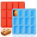 2 Pack Silicone Mini Loaf Pan, 12 Cavity Mini Bread Pan Nonstick Silicone Baking Molds for Brownie, Cornbread, Cheesecake & Cupcake