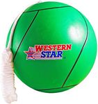 Western Star Tetherball Game Set - Soft-Touch Tether Ball with Durable Attached Rope - Indoor, Outdoor, 5 Colors - Easy Attach & Play - A Classic Family Outdoor Game for Kids (Green Ball with Rope)