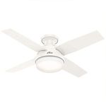 Hunter Fan Company Dempsey Low Profile Indoor/Outdoor Ceiling Fan with LED Light and Remote Control, 44", Fresh White