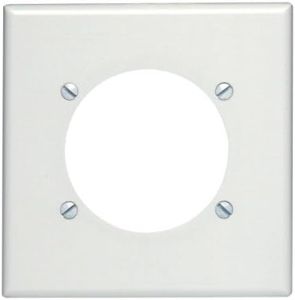 Leviton 80530-W 2-Gang Flush Mount 2.465-Inch Diameter, Device Receptacle Wallplate, Device Mount, Midway Size, White