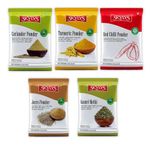 Skylys Kasuri Methi, Jeera Jira Powder, Turmeric Haldi Powder, Red Chilli Lal Mirch Mirchi Powder, Coriender Dhaniya Powder | Blended Spice Mix | Healthy Delicious Cooking (100G Each, Pack Of 5)