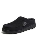 Dearfoams Men's Brendan Microfiber Suede Clog Slipper, Black (Perforated), X-Large