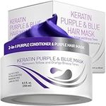 Vitamins Keratin Purple Hair Mask - New Violet Blue Deep Conditioner Hair Toner for Bleached Blonde Platinum Silver Gray Ash White Colored or After Bleach Brassy Hair