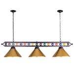 Wellmet Pool Table Light,59”Billiards Lights for 7' 8' 9' Table, Hanging Over Pool Table Light with Gold Shade and Billiard Ball Decor,Perfect for Game Room,Kitchen Island,Man Cave