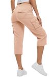 BGOWATU Women's Capris Lightweight Cargo Hiking Pants Quick Dry Outdoor Casual Loose Shorts with 6 Pockets Pink XL