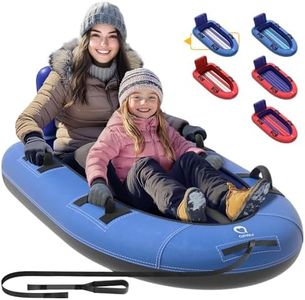 QPAU Snow Sled with Premium Canvas Cover, 2 Person Inflatable Heavy Duty Snow Tube with Reinforced Handles, Snow Sleds for Kids and Adults, Winter Toboggan Outdoor Toys Gifts for Family