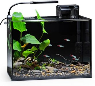 NICREW Nano Nature Aquarium Kit, 2.5 Gallon, Complete Version, Ultra-Clear Rimless Desktop Fish Tank with Filter, Light, Natural Gravel, River Rock and Starter Guide