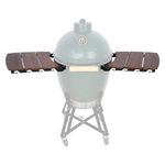 KAMaster Bamboo 3 Slats Side Shelves for Large Big Green Egg Slats Side with Bracket Folding Side Shelves Grill Mates Accessories Replacement Parts Grill & Smoker with Hook Holes