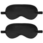 2Pack Silk Sleep Mask,IEKEODI Eye Mask for Sleeping,Elastic Blackout Eye Mask & Blindfold for Full Night's Sleep,Travel and Nap(Black)