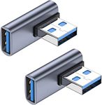 90 Degree USB 3.1 Adapter 2 Pack,Left Angle USB A Male to Female Converter Extender for PC, Laptop, USB A Charger, Power Bank and More