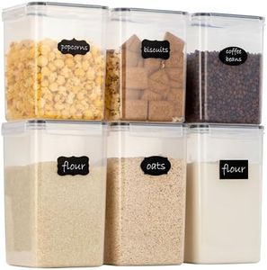 Chef's Path Large Airtight Food Storage Containers - Pack of 6 (3pcs of 6.5L + 3pcs of 5.2L) BPA Free Plastic Cereal Storage Containers, Kitchen & Pantry Organization for Sugar, Flour, Baking Supplies