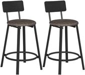 VASAGLE Bar Stools, Set of 2 PU Upholstered Breakfast Stools, 29.7-Inch Barstools with Back and Footrest, Simple Assembly, for Dining Room Kitchen Counter, Classic Black and Coffee Brown ULBC059B82