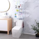 LEOPAX 3-Tier Metal Bathroom Storage Rack Over The Toilet Storage Shelves Bathroom Organizer Multifunctional Storage Rack - Size(47 x 25 x 172cm) - White