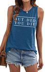 Fawniss Women But Did You Die Shirt Women Graphic Print Workout Tee Tops Summer Tank Top (Blue, XX-Large)