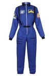 jutrisujo Blue Astronaut Costume Women Adult Space Suit Dress up Costume Spaceman Cosplay Halloween XS