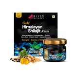 Bliss Welness Shilajit/Shilajeet Gold Resin - 30g | 7x Formula 24K Gold, Black Musli, Maca Root, Gokhru, Kaunch | Boosts Enegry, Endurance, Vitality Strength Stamina | 100% Ayurvedic | 500mg, 60 Serv
